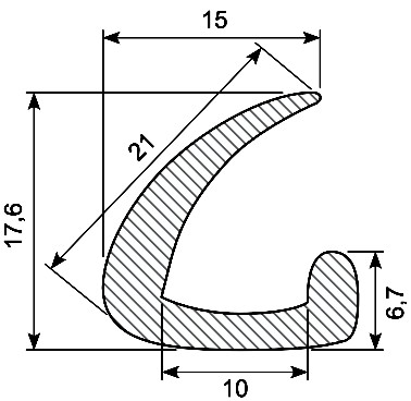 Angle/lip profile EPDM 65 shore black