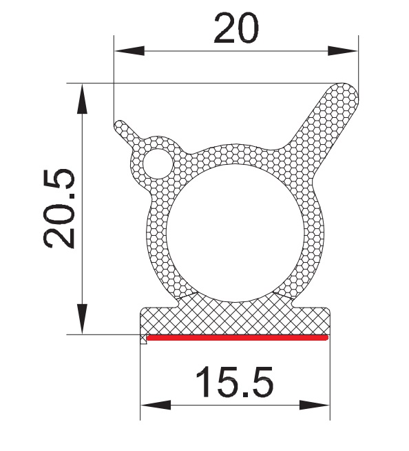EPDM Co-extrusion with tape and holes (50 m)