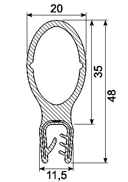 [RH2125B] SEALING SECTION 3.0-5.0 mm, 32 mm bulb on top (25 m)