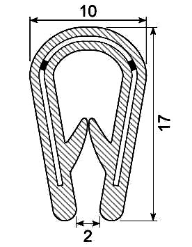 EDGETRIM 1.0-4.0 mm BLACK PVC WITH METAL INSERT (10 m)