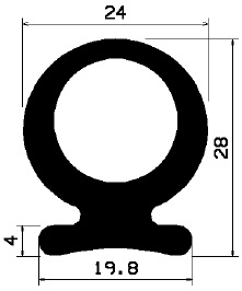 Laadklep  rubber profiel EPDM 28 mm (30 m)