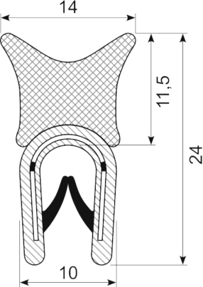 SEALING SECTION 1.0-4.0 mm, 8 mm spongue on top (10 m)
