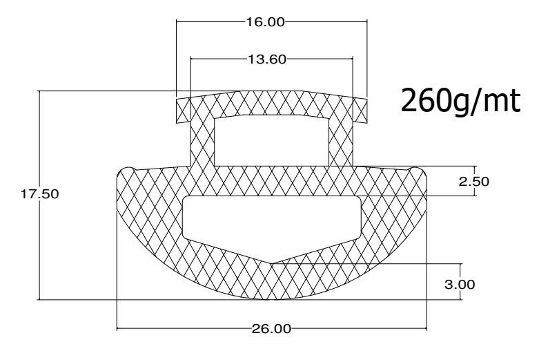 Silicon profile transparent 70 shore to Dwg: 8132MOD