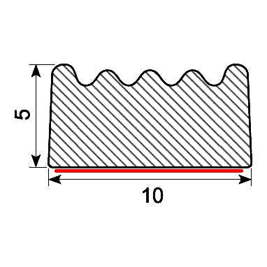 CROWN PROFILE 10x5 EPDM with ADHESIVE (100 m)