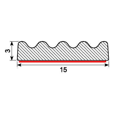 CROWN PROFILE 15 x 3 EPDM BLACK with ADHESIVE (100 m)