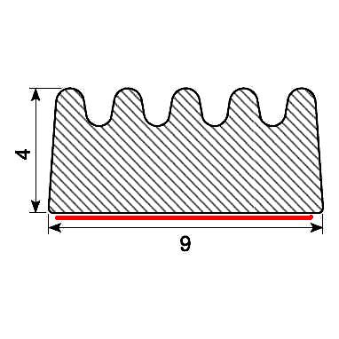 CROWN PROFILE 9x3  EPDM with ADHESIVE (150 m)
