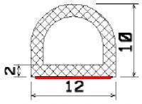 D SPONGUE RUBBER 12x10 WITH ADHESIVE BLACK EPDM (10m/75m/4x75m)