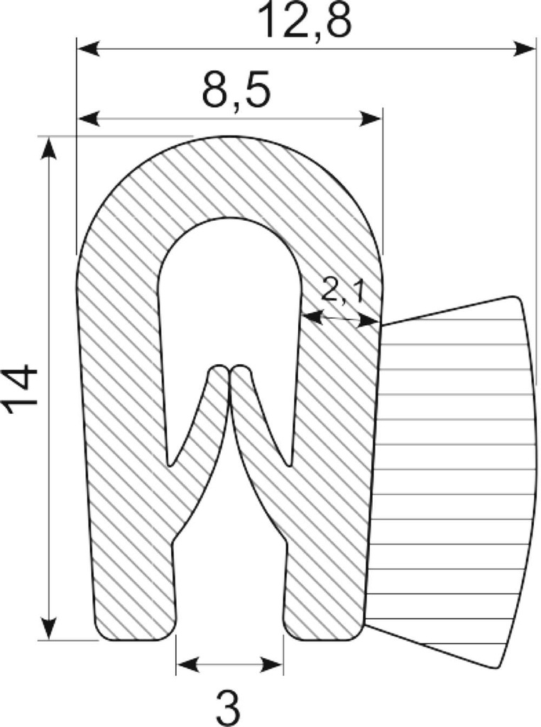 EDGETRIM 1.0-2,5 mm BLACK WITH BRUSH (50 m)
