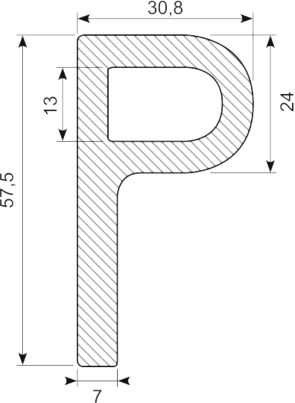 P-PROFILE EPDM 57.5 x 30.8 EPDM/NBR