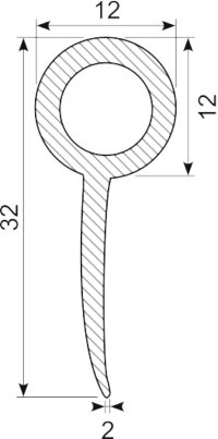 P-PROFILE EPDM black Ø 20 mm, Height 35 mm
