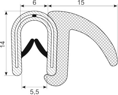 SEALING SECTION 1.0-4.0 mm, 12.9 mm flap on side (10 m)