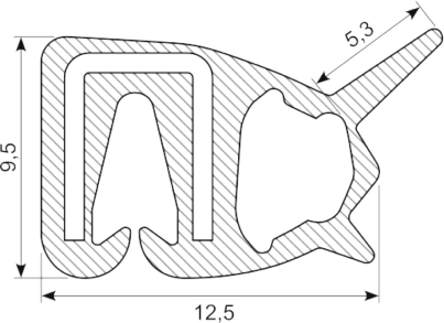 Silicone edgetrim with side bulb 1.0-2.0 mm white (10 m)