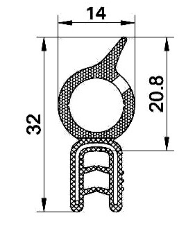 SEALING SECTION 1.0-3.0 mm, 15 mm bulb on top (51 m)
