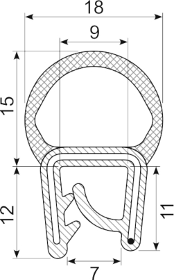 SEALING SECTION 5.0-6.0 mm, 15 mm bulb on top (10 m)