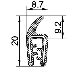 SEALING SECTION 1.0-3.0 mm, 8 mm flap on top (100 m)