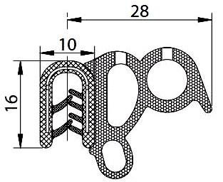 SEALING SECTION 2.5-4.0 MM, 23 MM BULBS ON SIDE (50 M
