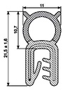 SEALING SECTION NBR 1.0-3.0 mm, 11 mm bulb on top (10 m)