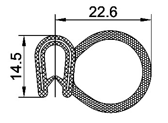 SEALING SECTION 1.0-4.0 mm, 22 mm bulb on side (2x25 m)