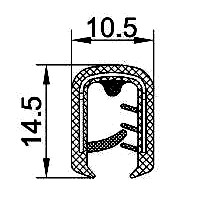 EDGETRIM 2.0-5.0 mm GREY PVC with BUTYL  (100 m)    