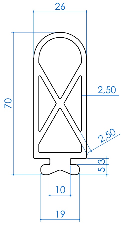 RUBBER PROFILE TPE 70 mm