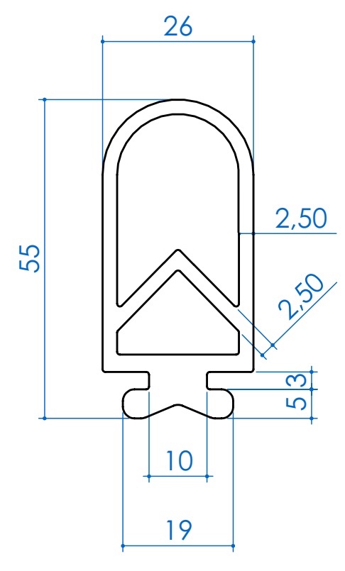 RUBBER PROFILE TPE 55 mm