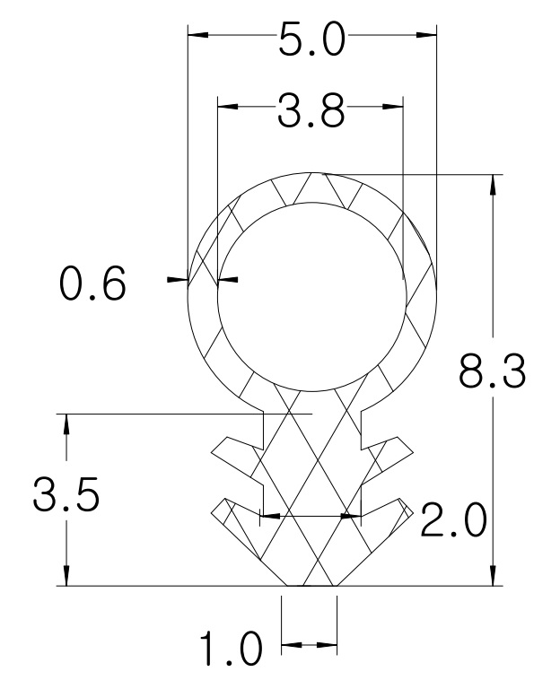 SILICON PROFILE Arrow Head  60 shore black