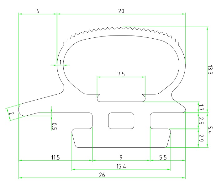 EPDM PRofile 26.0 x 18.7, 60 shore black