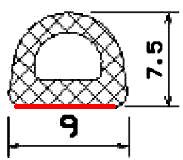 D SPONGUE RUBBER 9x7.5 WITH ADHESIVE EPDM (10m/100m/6x100m)