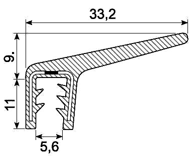 SEALING SECTION 3.0-5.0 mm, 20 mm flap on side EPDM(5 m)