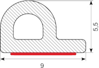 D SPONGUE RUBBER 9x5.5 WITH ADHESIVE EPDM (10m/100m/6x100m)