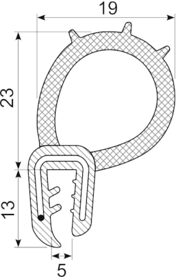SEALING SECTION 4.0-5.0 mm, 23 mm bulb on top (10 m)