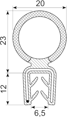 SEALING SECTION 2.5-5.0 mm, 23 mm bulb on top (10 m)