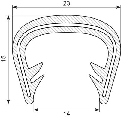 EDGETRIM 14-16 mm PVC black WITH METAL INSERT (10 m)