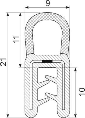 SEALING SECTION 1.0-2.5 mm, 11 mm bulb on top (10m)