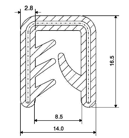 Silicone edgetrim 5.0-7.0 mm black (10 m)