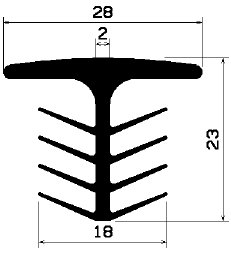 T-profile EPDM 60 shore black