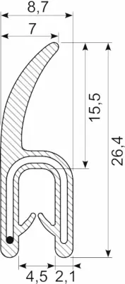 [RH0083A] Edgetrim with co-ex lip 1.0-3.0 mm