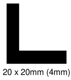 [AP1683] L-PROFILE 20 X 20 MM (4 MM) BLACK RUBBER (25 M)