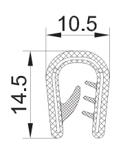 [RH0021] EDGETRIM 2.0-5.0 mm BLACK PVC WITH METAL INSERT (100 m)