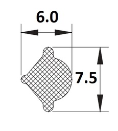 [GP0201] FILLER PROFILE no.2 EPDM/ pees / Füllerprofil (50 m)