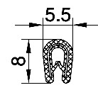 [RH0044] EDGETRIM 0.8-1.5 mm BLACK PVC WITH METAL INSERT