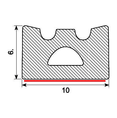 [CP21006] CROWN PROFILE 10x6 EPDM with ADHESIVE (100 m)