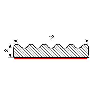 [CP21202] CROWN PROFILE 12x2 EPDM with ADHESIVE (150 m)