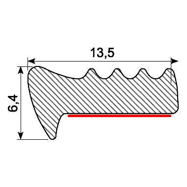 [CP13564] CROWN PROFILE 13,5 x 6,4 EPDM BLACK with ADHESIVE (100 m)