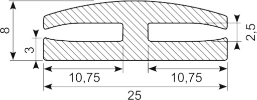 [HP0762] H-PROFILE FOR 1-2 MM SHEET PVC Light gray