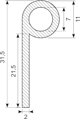 [PP7408] P-PROFILE EPDM black 65 shore