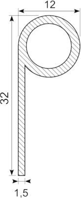 [PP2036] P-PROFILE SILICONE Ø 12 x 32 mm Heat resistant to 270°C