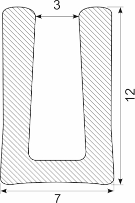[RH1308] U-PROFILE EPDM 80 shore black 3 mm glass