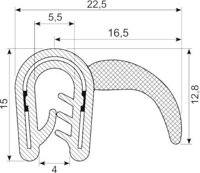 [RH3383] Edgetrim with lip 1.5-4.0 mm