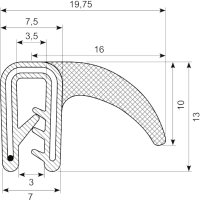 [RH0092] SEALING SECTION 1.0-2.0 mm, 12 mm flap on side (10 m)